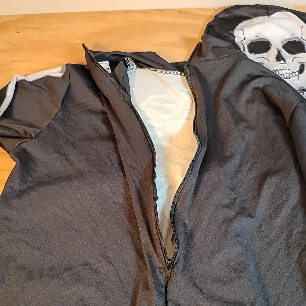Spooktacular Creations Adult Mens Skeleton Halloween Costume Jumpsuit Hood Size